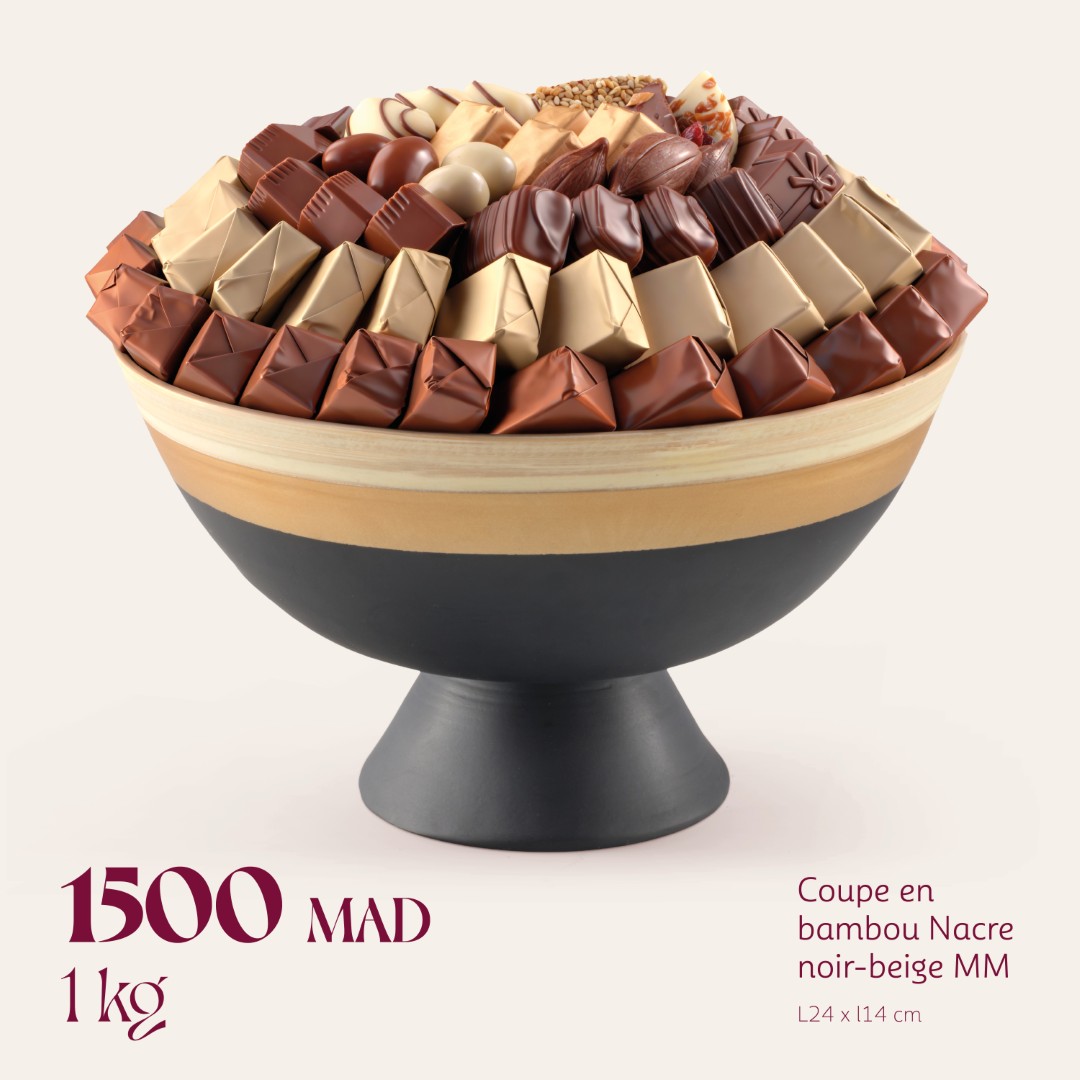 Coupe en bambou Nacre noir-beige